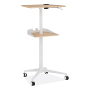 VUM Mobile Workstation, 25.25" x 19.75" x 35.5" to 47.75", Natural/White