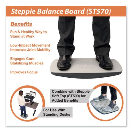 Steppie Balance Board, 22.5w X 14.5d X 2.13h, Two-Tone Gray