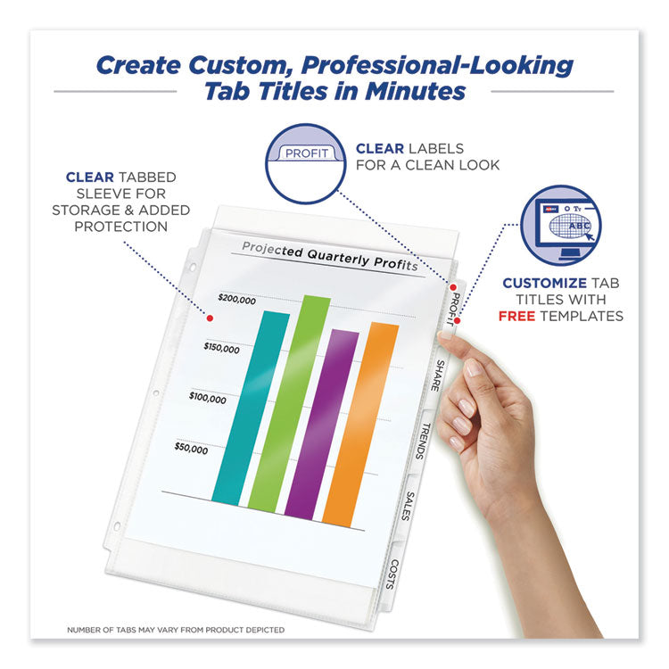 Print And Apply Index Maker Clear Label Sheet Protector Dividers With White Tabs, 8-Tab, 11 X 8.5, Clear, 1 Set