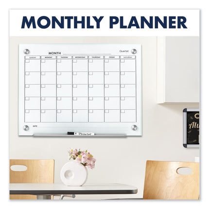 Infinity Magnetic Glass Calendar Board, Monthly Planning/Scheduling, 36" x 24", White Surface