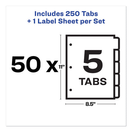 Print and Apply Index Maker Clear Label Dividers, 5-Tab, White Tabs, 11 x 8.5, White, 50 Sets