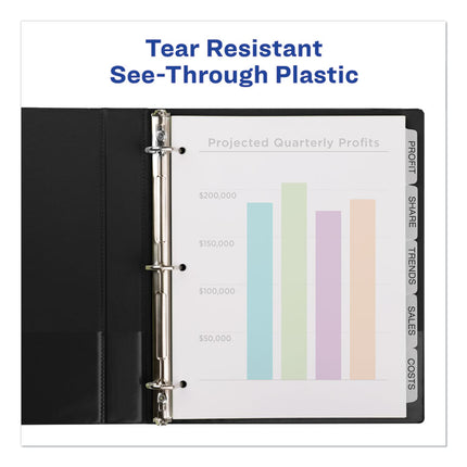 Print and Apply Index Maker Clear Label Plastic Dividers w/Printable Label Strip, 5-Tab, 11 x 8.5, Frosted Clear Tabs, 1 Set