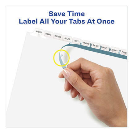 Print and Apply Index Maker Clear Label Dividers, 12-Tab, White Tabs, 11 x 8.5, White, 1 Set