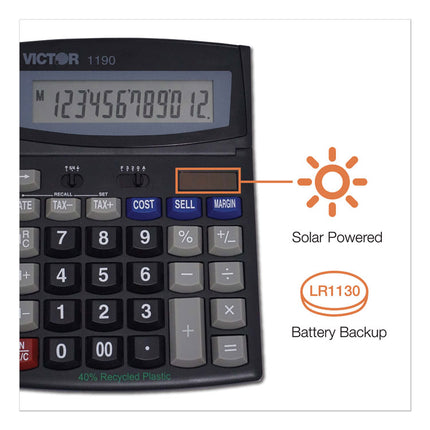 1190 Executive Desktop Calculator, 12-Digit Lcd