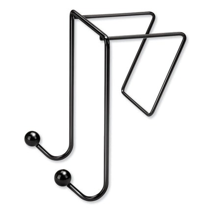 Partition Additions Wire Double-Garment Hook, 4 x 5.13 x 6, Over-the Panel Mount,  Black