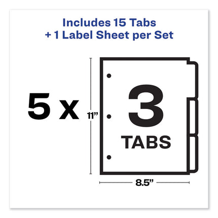 Print and Apply Index Maker Clear Label Dividers, 3-Tab, White Tabs, 11 x 8.5, White, 5 Sets