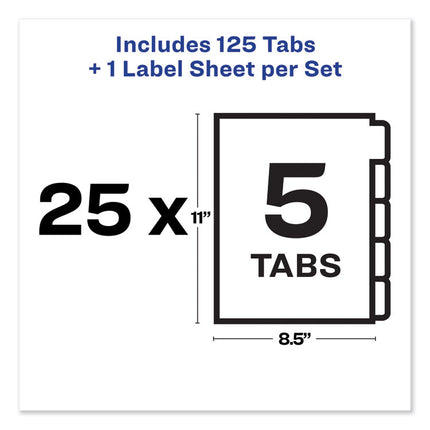 Print and Apply Index Maker Clear Label Unpunched Dividers, 5-Tab, 11 x 8.5, White, 25 Sets