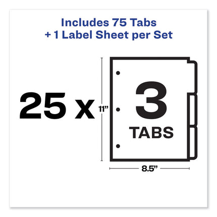 Print and Apply Index Maker Clear Label Dividers, 3-Tab, White Tabs, 11 x 8.5, White, 25 Sets