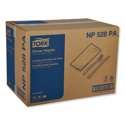 Advanced Dinner Napkins, 2-Ply, 15" X 17", 1/8 Fold, White, 100/pk, 28 Pk/ct