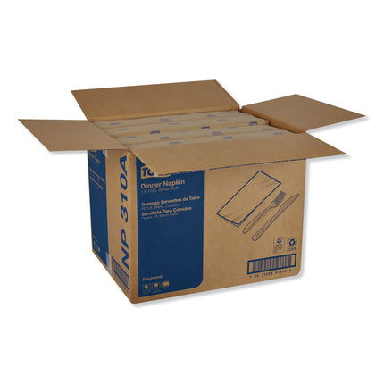 Advanced Dinner Napkins, 2 Ply, 15" X 16.25", 1/8 Fold, White, 375/packs, 8 Packs/carton