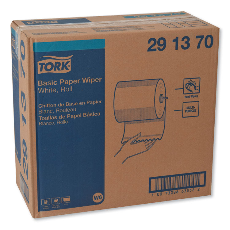 Basic Paper Wiper Roll Towel, 1-Ply, 7.68" x 1,150 ft, White, 4 Rolls/Carton