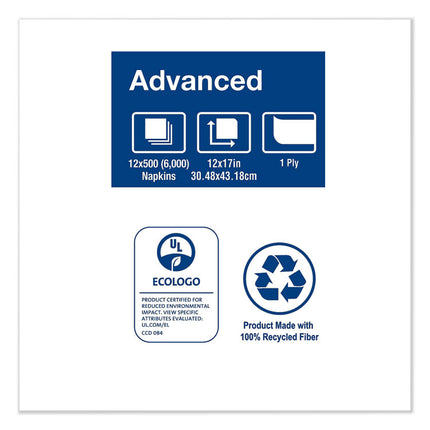Advanced Masterfold Dispenser Napkins, 1-Ply,12" X 17", White, 6000/carton