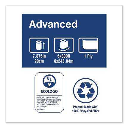 Advanced Hardwound Roll Towel, 1-Ply, 7.88" x 800 ft, White, 6 Rolls/Carton