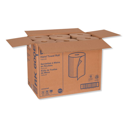 Universal Hardwound Roll Towel, 1-Ply, 7.88" x 600 ft, Natural, 12/Carton