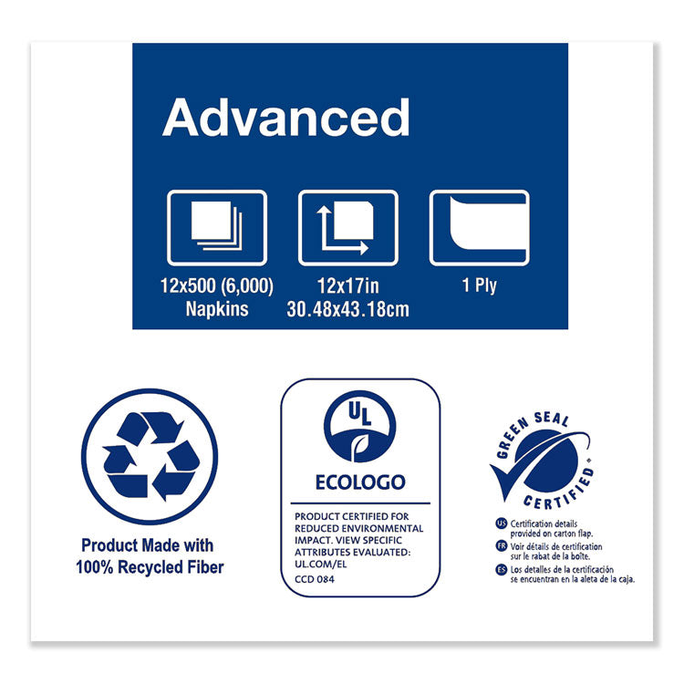 Advanced Masterfold Dispenser Napkin, 1-Ply, 12" X 17", Natural, 500/pk, 12pk/ct