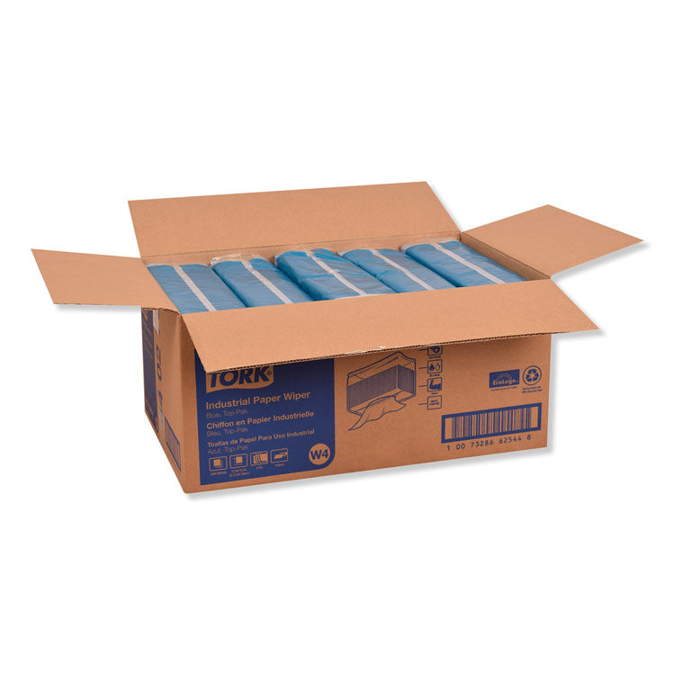 Industrial Paper Wiper, 4-Ply, 12.8 x 16.4, Unscented, Blue, 90/Pack, 5 Packs/Carton