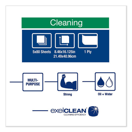 Heavy-Duty Cleaning Cloth, 8.46 X 16.13, White, 80/box, 5 Boxes/carton