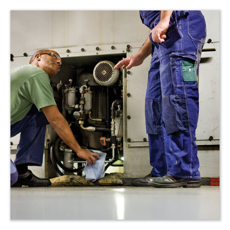 Industrial Paper Wiper, 4-Ply, 12.8 x 16.4, Unscented, Blue, 90/Pack, 5 Packs/Carton