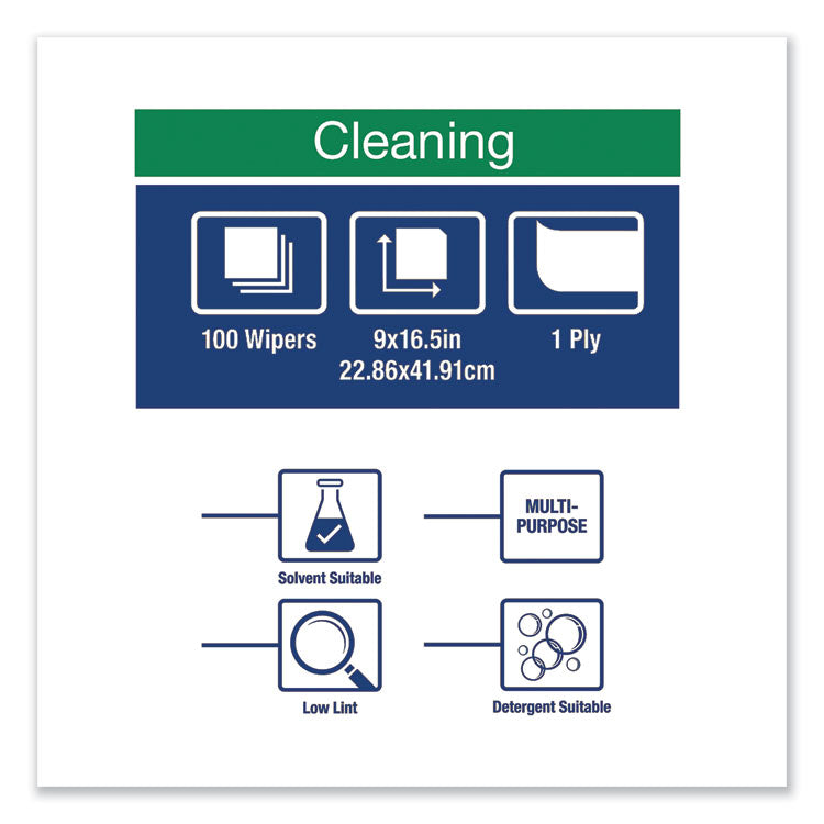 Low-Lint Cleaning Cloth, 1-Ply, 9 x 16.5, Unscented, Turquoise, 100/Box, 8 Boxes/Carton