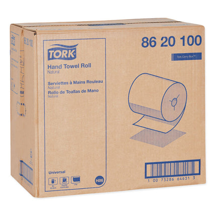 Universal Hand Towel Roll, Notched, 1-Ply, 8" x 425 ft, Natural, 12 Rolls/Carton