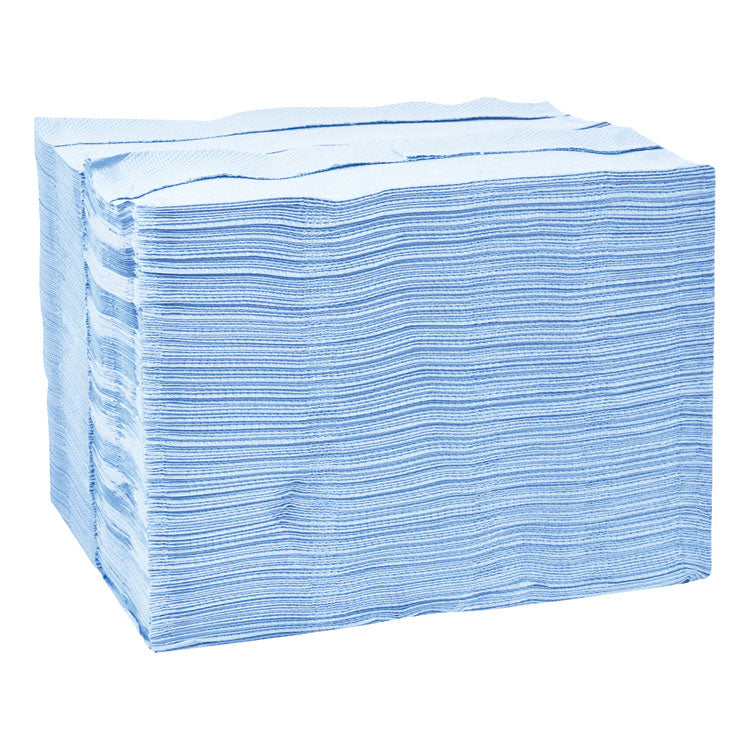 Industrial Paper Wiper, 4-Ply, 12.8 x 16.5, Unscented, Blue, 180/Carton