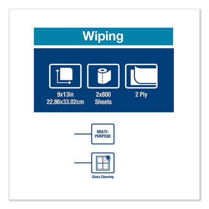 Paper Wiper, Centerfeed, 2-Ply, 9 X 13, White, 800/roll, 2 Rolls/carton