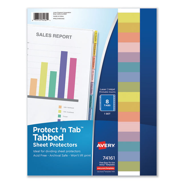 Protect 'n Tab Top-Load Clear Sheet Protectors W/eight Tabs, Letter