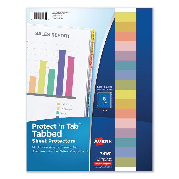Protect 'n Tab Top-Load Clear Sheet Protectors W/eight Tabs, Letter