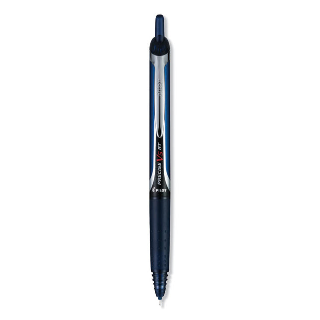 Precise V5RT Rollerball Pen, Retractable, Extra-Fine 0.5 mm, Navy Ink, Navy Barrel, Dozen