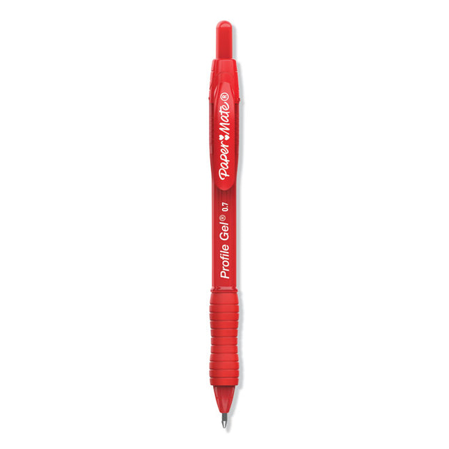Profile Gel Pen, Retractable, Medium 0.7 Mm, Red Ink, Translucent Red Barrel, Dozen