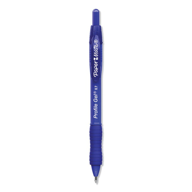 Profile Gel Pen, Retractable, Medium 0.7 Mm, Blue Ink, Translucent Blue Barrel, Dozen