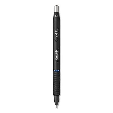 S-Gel High-Performance Gel Pen, Retractable, Medium 0.7 Mm, Blue Ink, Black Barrel, Dozen