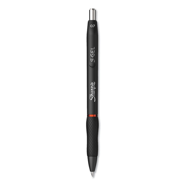 S-Gel High-Performance Gel Pen, Retractable, Medium 0.7 Mm, Red Ink, Black Barrel, Dozen