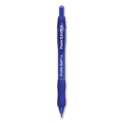 Profile Ballpoint Pen, Retractable, Medium 1 Mm, Blue Ink, Translucent Blue Barrel, 4/pack