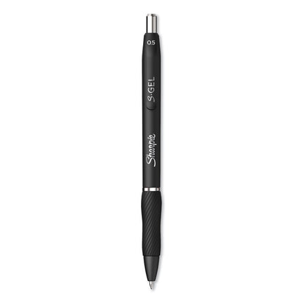 S-Gel High-Performance Gel Pen, Retractable, Fine 0.5 Mm, Black Ink, Black Barrel, Dozen