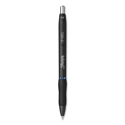 S-Gel High-Performance Gel Pen, Retractable, Fine 0.5 Mm, Blue Ink, Black Barrel, Dozen