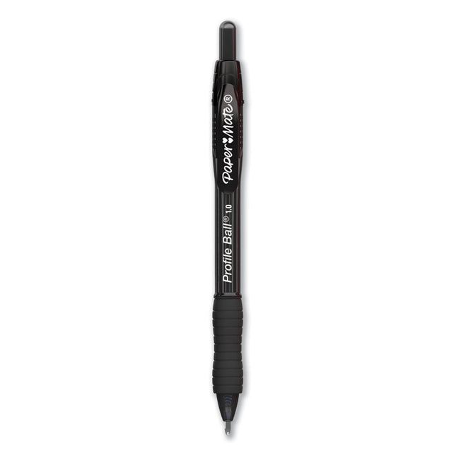 Profile Ballpoint Pen, Retractable, Medium 1 Mm, Black Ink, Translucent Black Barrel, Dozen