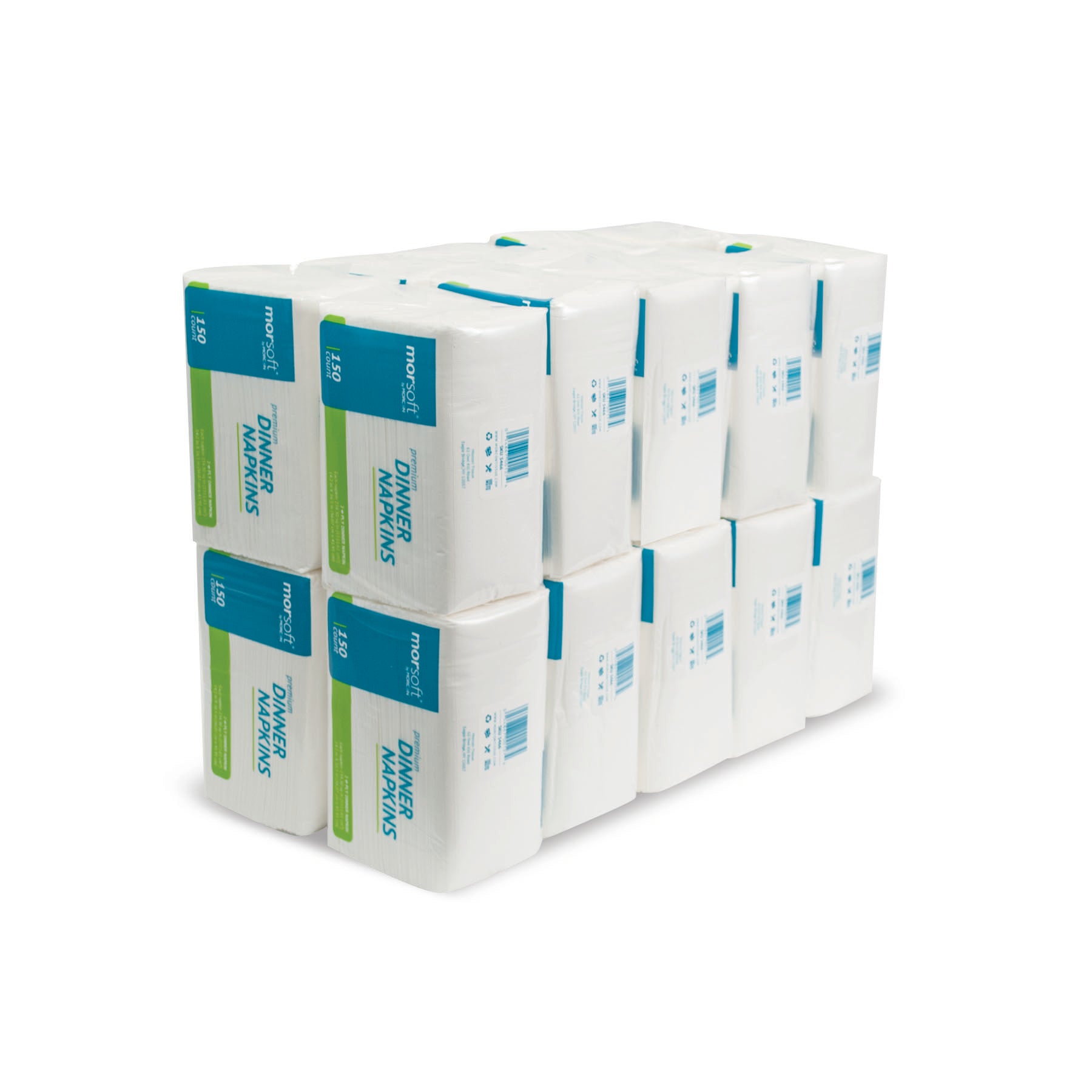 Morcon 14.5" X 16.5" Dinner Napkin White 2-Ply 1/8 Fold 20 / 150 cs