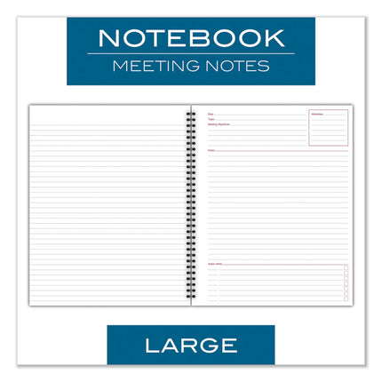 Wirebound Guided Business Notebook, Meeting Note Format, Dark Gray Linen Cover, (80) 11 x 8.25 Sheets