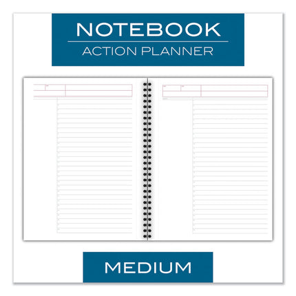 Wirebound Guided Business Notebook, Action Planner Project-Management Format, Dark Gray Cover, (80) 9.5 x 7.5 Sheets