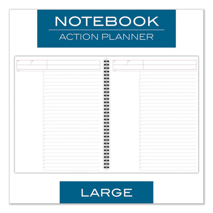 Wirebound Guided Business Notebook, Action Planner Project-Management Format, Dark Gray Linen Cover, (80) 11 x 8.5 Sheets