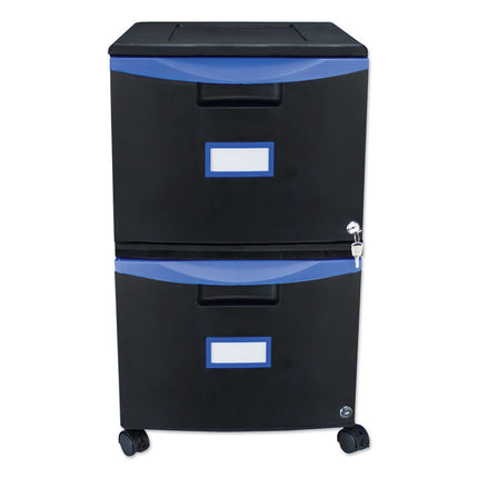Two-Drawer Mobile Filing Cabinet, 2 Legal/letter-Size File Drawers, Black/blue, 14.75" X 18.25" X 26"