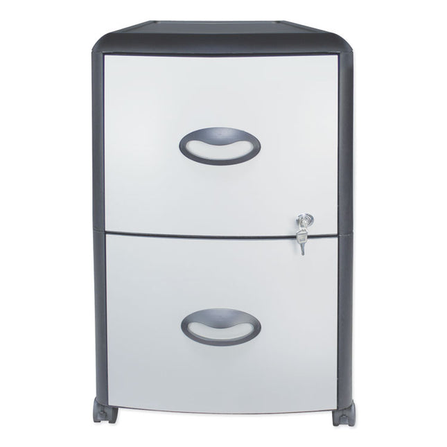 Mobile Filing Cabinet With Metal Siding, 2 Letter-Size File Drawers, Silver/black, 19" X 15" X 23"