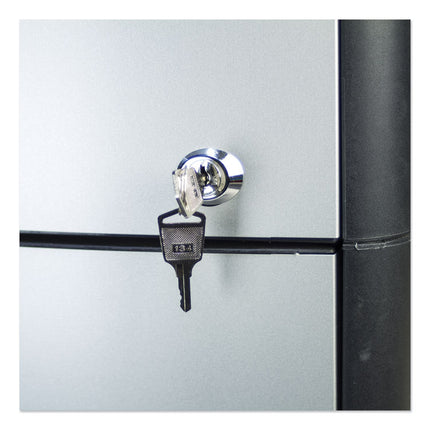 Mobile Filing Cabinet With Metal Siding And Top-Drawer Organizer Tray, 2 Letter File Drawers, Silver/black, 19" X 15" X 23"