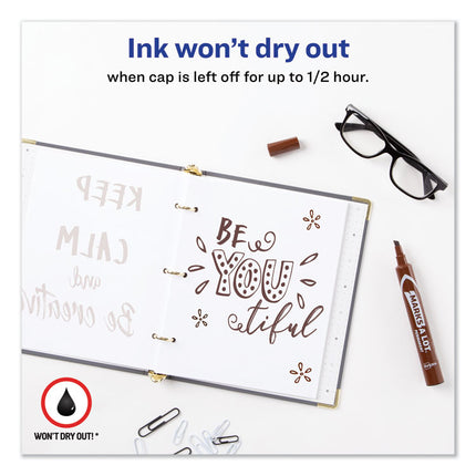 Marks A Lot Large Desk-Style Permanent Marker, Broad Chisel Tip, Brown, Dozen (8881)