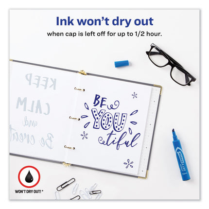 Marks A Lot Regular Desk-Style Permanent Marker, Broad Chisel Tip, Blue, Dozen (7886)