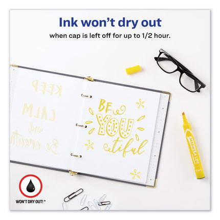 Marks A Lot Large Desk-Style Permanent Marker, Broad Chisel Tip, Yellow, Dozen (8882)