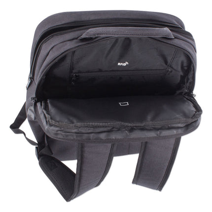 Cadence 2 Section Business Backpack, Fits Devices Up to 15.6", Polyester, 6 x 6 x 17, Charcoal