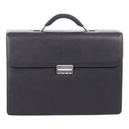 Milestone Briefcase, Fits Devices Up to 15.6", Leather, 5 x 5 x 12, Black