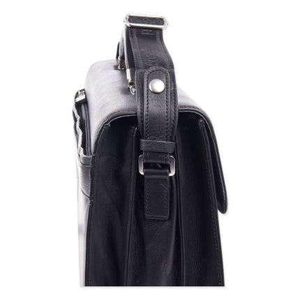 Milestone Briefcase, Fits Devices Up to 15.6", Leather, 5 x 5 x 12, Black